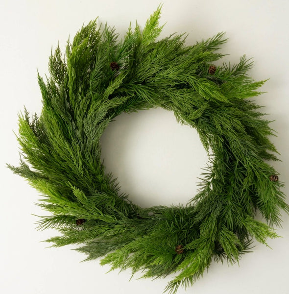 #WR989  Realistic Cedar Wreath  28x5x28In