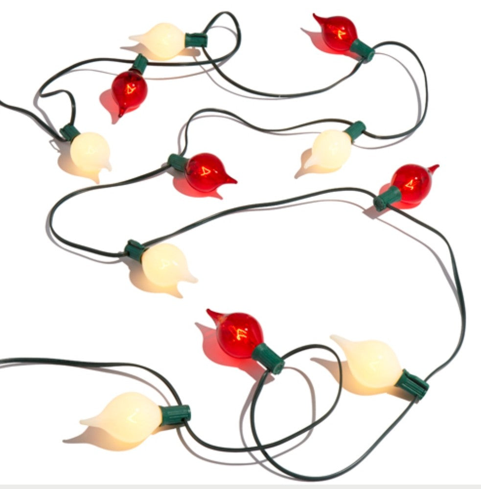 L4237025 Shiny Red & White Krismet String Lights – Old Farmhouse Primitives