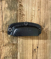 #200240  Industrial Large Aged Black Cast Iron Drawer Pull