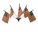 #10534 Black Iron Wall Mount With 5 Antiqued American Flags