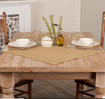 #6175 Burlap Natural Table Topper Fringed 40x40In