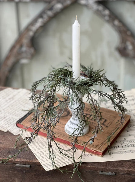 #LV761 Snowy Weeping Cedar Candle Ring