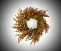 #42144B Wispy 13In Green & Orange Fall Seeded Candle Ring