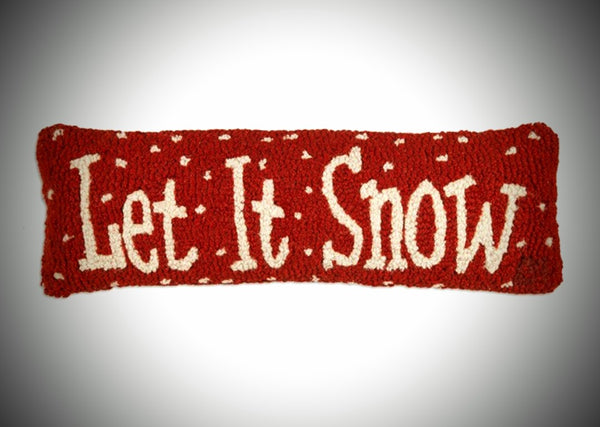 #LIS824  "LET IT SNOW" Hooked Accent Pillow 8"x24"