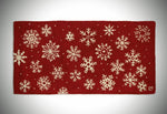 #966FF "FROSTY FLAKES" On Red 2''4' Hooked Rug