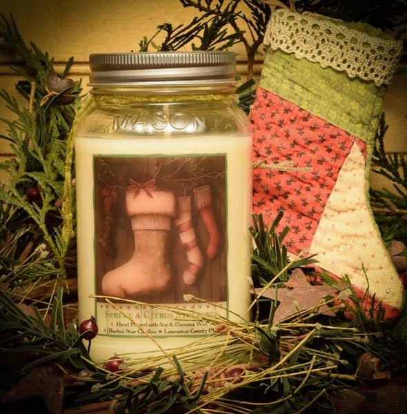 #SPC24 "Spruce and Citrus Stockings" 24oz Soy Jar Candle