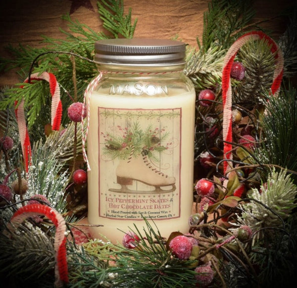 #IPS24 "Icy Peppermint & Hot Chocolate Dates" 24oz Soy Jar Candle