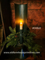 #CHS-22 Colonial "Charlotte" Curved Tin Light With Moving Flicker Candle Bulb (Made In USA)