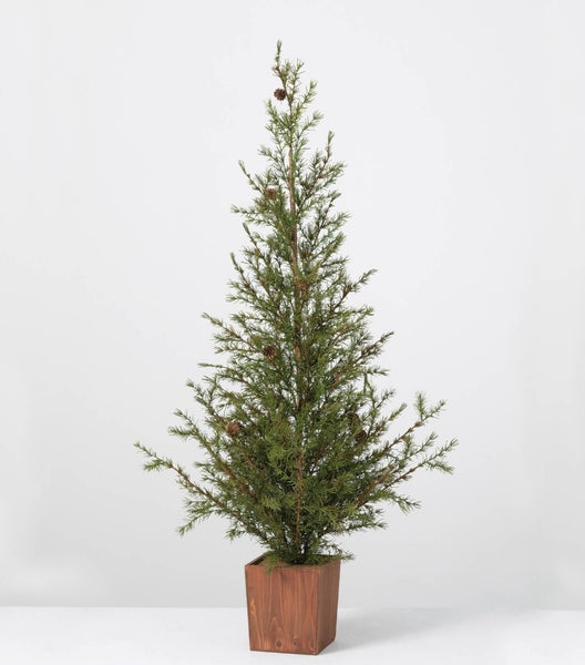TR1076 Primitive 4 FT Pine Tree in Wood Box