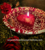 D23BRM Large Enamel Burgundy & Cream Splatter Bowl