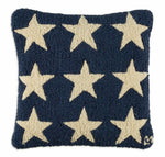 #165BFS Blue & White Star Hooked Wool Pillow