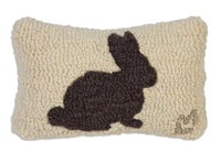 #167CBNY Chocolate Bunny Hooked Wool Pillow