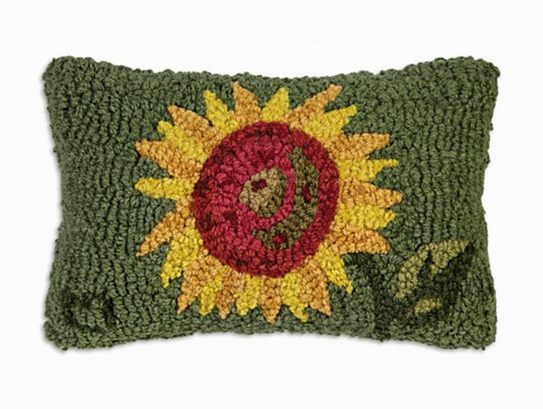 #167SUNF Sunflower Hooked Wool Pillow
