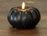 #NY236433 Primitive Black 3D Flame 3.5 Inch Short Pumpkin Candle - 6Hr Timer