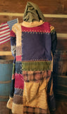 #A269 2026 Signed ARNETT'S Crazy Quilt Santa With Antique Pull Toy Horse & Flag