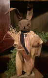#236DAW "Primitive "BELLA" Chocolate Brown 🐰 Bunny with Baby Chick By Dawn's Attic Treasures
