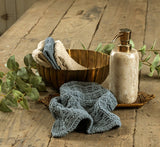 #6019  Set of 4 Dusty Blue & Cream Dishcloths