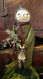 #BLSN Tall Snowman With Pointed Hat Holding Ornament  ❤️ By BEARING IN LOVE