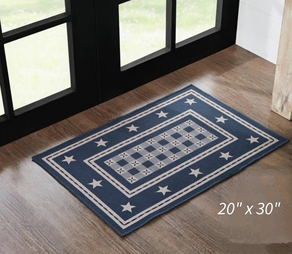 #84546  "My Country" Navy & Cream Polyester Rug Rectangle 20x30In