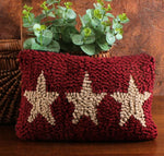 #PL572017 Primitive 8x12In Three Star Hooked Pillow - Wine