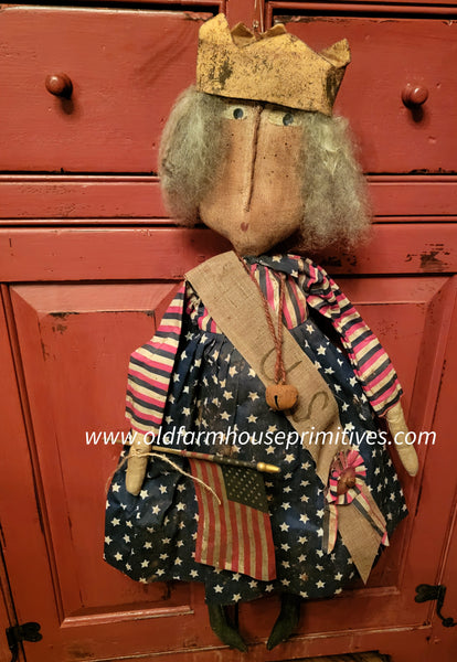 #28MA-LL Primitive "Lady USA" With Navy Star Dress by MOSES ALLEN COLLECTION