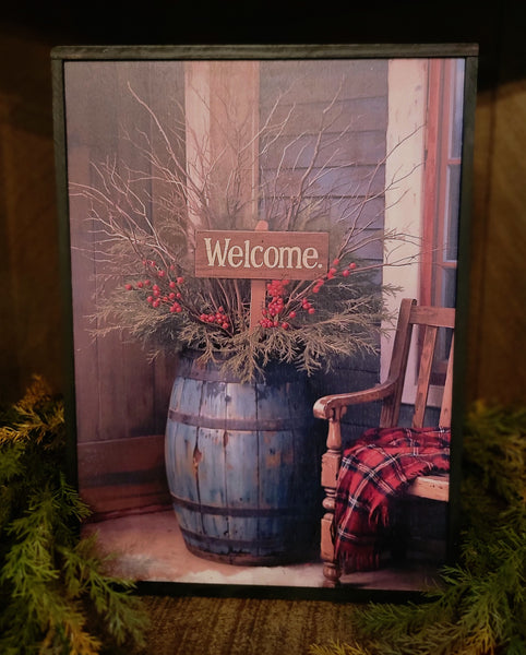 #BB1138 "Blue Barrel Welcome" 11X16In Framed Print MADE IN AMERICA!