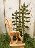 #1299TFC  Buck & Pine Tree  14x8In