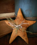 #PACH149 Primitive Painted Small "Mustard Star" With Sweet Annie (Made In USA)