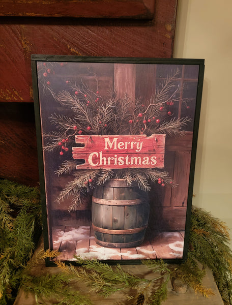 #GMC1139 "Green Barrel Merry Christmas" 11X16In Framed Print MADE IN AMERICA!