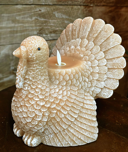#CA287  Turkey Shaped Moving Flame LED Candle 6.1x6.1x6.2In