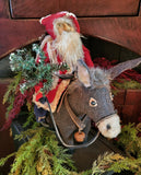 #DK-S25 HOLLY SCHMIDT "Clay Face Santa Riding A Donkey" ONE OF A KIND