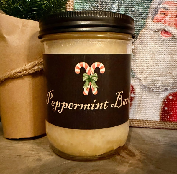 #PBP "PEPPERMINT BARK" Pint Jar Candle By Black Label Candles