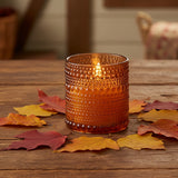 #NY246233  3.25In Sienna Dotted Glass 3D Flame Candle