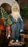 #62HS Primitive Santa With Denim Coat By HOLLY SCHMIDT