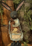 #MRS-RBB  "Mrs Rabbit" With Wood Chick in Pouch By Dawn's Attic Treasures