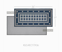 #84544  "My Country" Navy & Cream Polyester Rug Rectangle 17x36In
