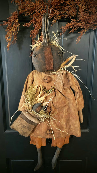 #3CL Primitive "CALLIE" Pumpkin Harvest Girl By MOSES ALLEN COLLECTION