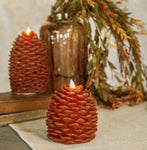 #NY236401 Primitive Bronze Moving Flame Pinecone Candle 4.25In