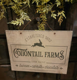 #CFW Hanging "Cottontail Farms" 9In x 12In Sign On Wire