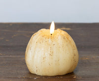 #NY236441  Primitive Cream 3D Flame 4 Inch Tall Pumpkin Candle - 6Hr Timer