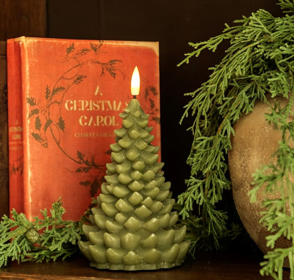 #NY236682  6In Green 3D Flame Balsam Tree Candle