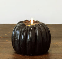#NY236457 Primitive Black 3D Flame 5 Inch Pumpkin Candle - 6Hr Timer