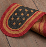 #34064 "Liberty Stars Flag" Jute Stair Tread Oval 8.5x27In
