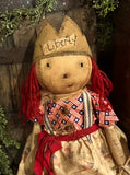 #ANNLB  Liberty Annie Primitive Doll By Dawn's Attic Treasures