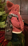 #SKS-HG  Handmade Clay Face Santa With Burlap Sack By HOLLY SCHMIDT