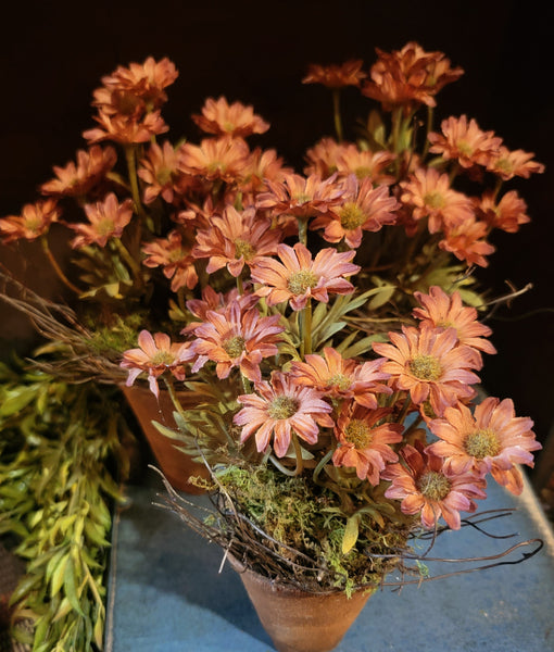 potted daisy plant #CSRF25 Primitive Rusty Ash Potted Daisy