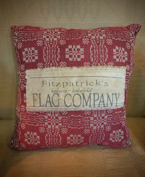 #WRN1340-F Primitive Woven Pillow Woven With "Flag Company" Printed Tag