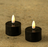 #872642  Set of 2 - 3D Flame Black Tealight Candles w/ Melting Effect