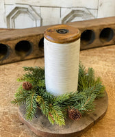 #XP76822 White Spruce 9In Candle Ring With Cones