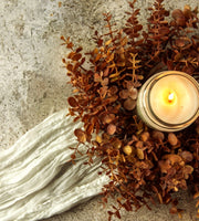#G233313  Primitive Brown Eucalyptus 14In Candle Ring